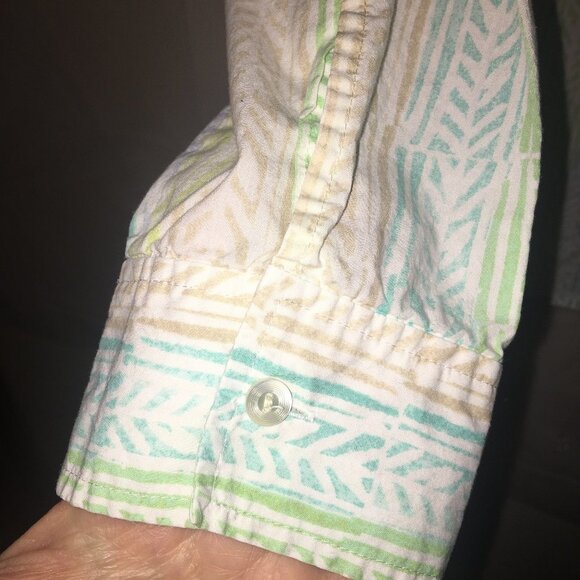 Sigrid Olsen L Button Down Shirt in Watercolors with Roses - Picture 4 of 13